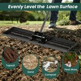 36 x 10 Inch Lawn Leveling Rake with Ergonomic Handle-Black