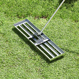 36 x 10 Inch Lawn Leveling Rake with Ergonomic Handle-Silver