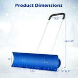 37.5 Inches Aluminum Snow Shovel with Wheels and Bi-Directional Angled Blade-Blue