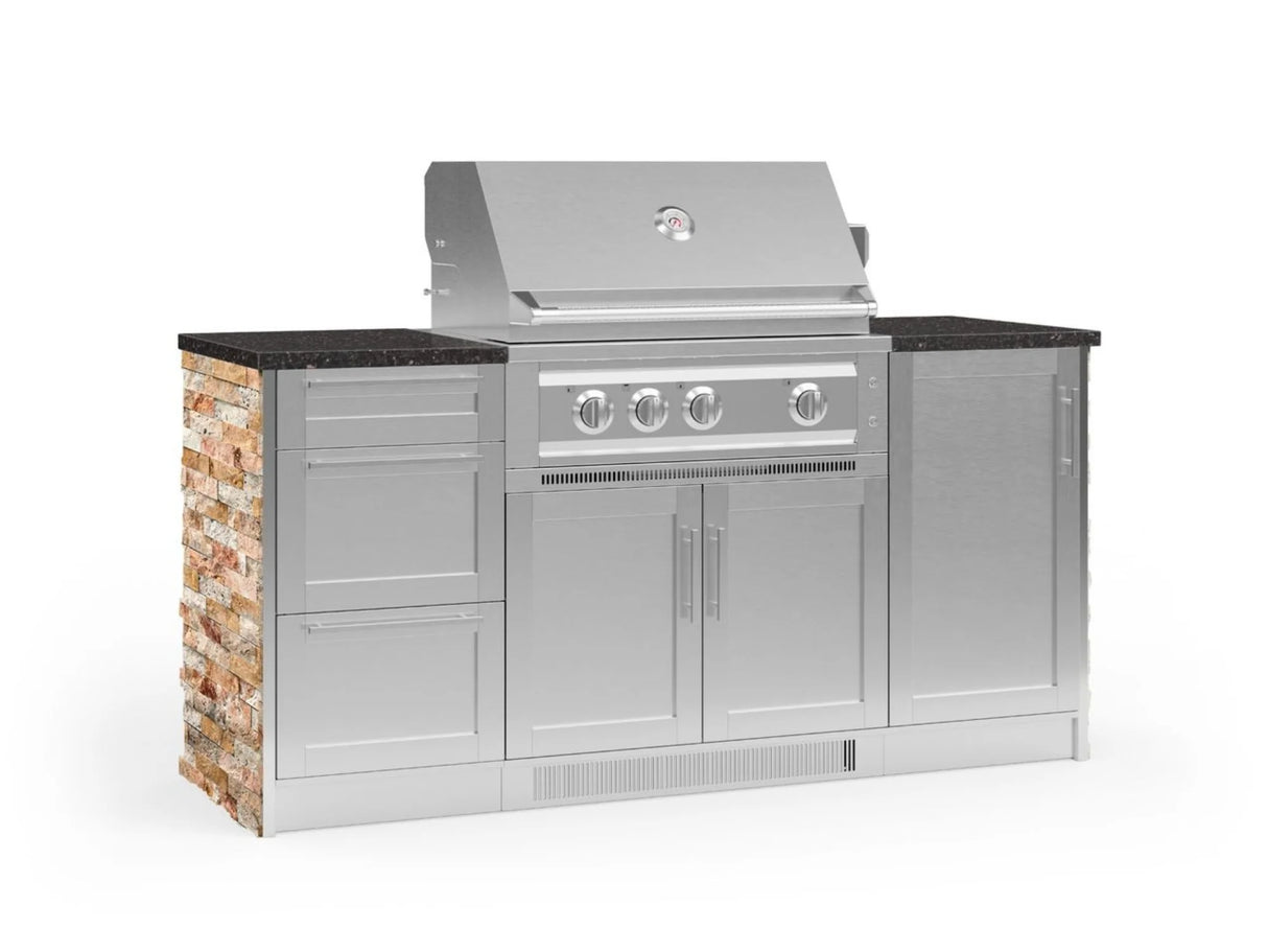 Outdoor Kitchen Signature Series 6 Piece Cabinet Set with Platinum Grill, 3 Drawer, 1 Door and Grill Cabinet