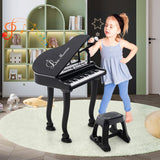 37 Keys Kids Piano Keyboard with Stool and Piano Lid-Black