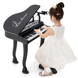 37 Keys Kids Piano Keyboard with Stool and Piano Lid-Black