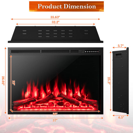 34/37 Inch Electric Fireplace Recessed with Adjustable Flames