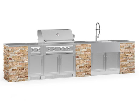 Outdoor Kitchen Signature Series 11 Piece Cabinet Set with Dual Side Burner, Sink, Platinum Grill and Grill Cabinet