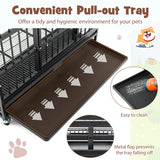 38 Inch Foldable Heavy-Duty Metal Dog Cage with Lockable Rolling Casters and Tray-38 inches