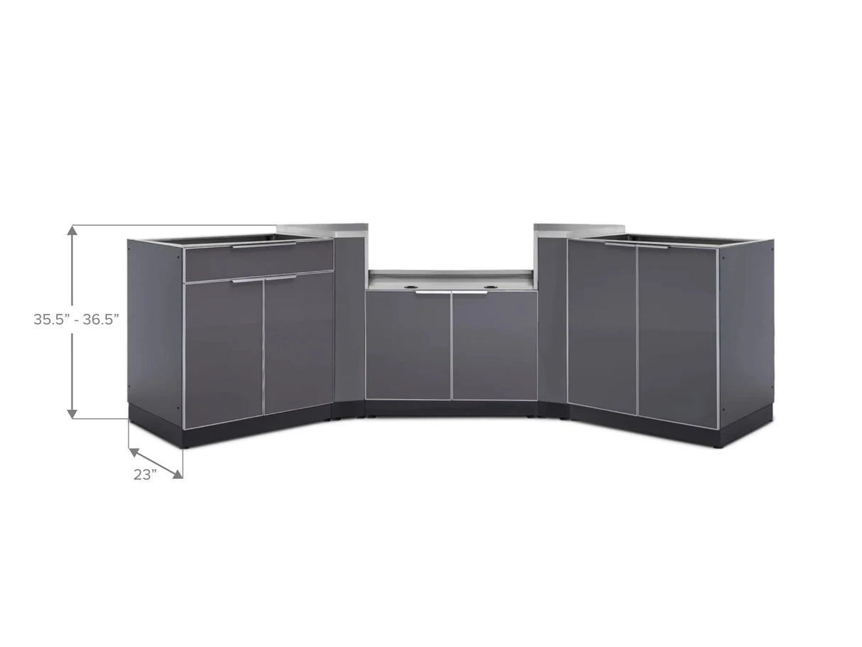 Outdoor Kitchen Aluminum 5 Piece Cabinet Set with 2-Door, Bar, Grill and Corner Cabinets