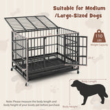 38 Inch Foldable Heavy-Duty Metal Dog Cage with Lockable Rolling Casters and Tray-38 inches