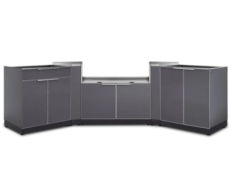 Outdoor Kitchen Aluminum 5 Piece Cabinet Set with 2-Door, Bar, Grill and Corner Cabinets