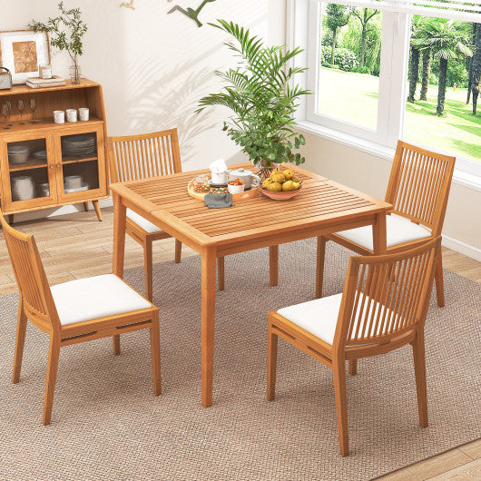 39 Inch Acacia Wood Dining Square Bistro Table with 1.96 Inch Umbrella Hole