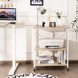 3-Tier Kitchen Baker's Rack Microwave Oven Storage Cart with Hooks-Light Brown