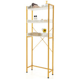 Over The Toilet Storage Rack with Hooks and Adjustable Bottom Bar-White