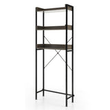 Over The Toilet Storage Rack with Hooks and Adjustable Bottom Bar-Gray