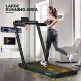 2-in-1 Electric Motorized Health and Fitness Folding Treadmill with Dual Display and Speaker-Green