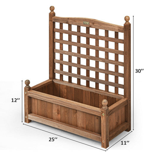 Wood Planter Box with Trellis Weather-resistant Outdoor