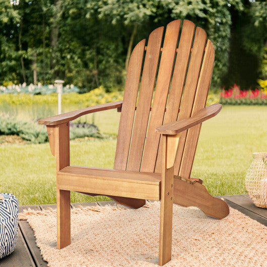 Acacia Wood Outdoor Adirondack Chair with Ergonomic Design-Natural