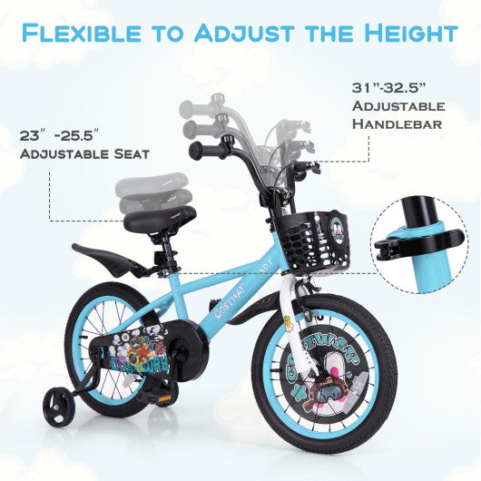 16 Inch Kids Bike with Adjustable Handlebar and Saddle for 4-8 Years Old-16 inches