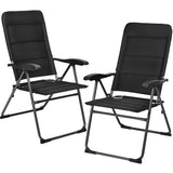 2 Pieces Outdoor Folding Patio Chairs with Adjustable Backrests for Bistro and Backyard-Black