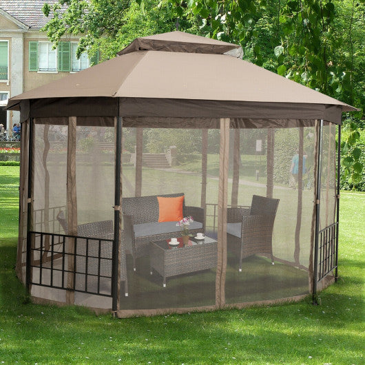 10’x 12’ Octagonal Patio Gazebo-Brown