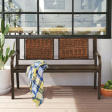 Patio Garden Bench with Powder Coated Steel Frame