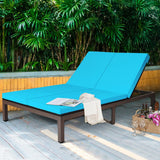 2-Person Patio Rattan Lounge Chair with Adjustable Backrest-Turquoise