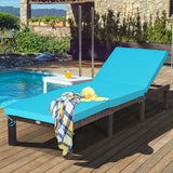 Outdoor Rattan Adjustable Cushioned Chaise-Turquoise