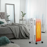 1500 W Oil-Filled Heater Portable Radiator Space Heater with Adjustable Thermostat-White