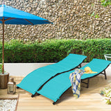 2Pcs Folding Patio Lounger Chair-Turquoise