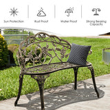 Aluminum Patio Outdoor Garden Bench Chair Loveseat Cast-Bronze