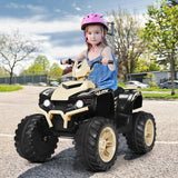 12V Kids Electric 4-Wheeler ATV Quad Ride On Car with LED Light-Yellow