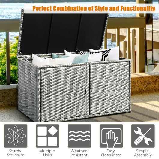 88 Gallon Garden Patio Rattan Storage Container Box