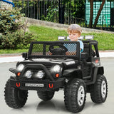 12V Kids Remote Control Electric Ride On Truck Car with Lights and Music -Black