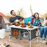 Height Adjustable Folding Camping  Table-Gray