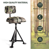 Swivel Hunting Chair Tripod Blind Stool with Detachable Backrest