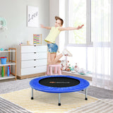 38 Inch Mini Folding Trampoline Portable Leisure Fitness Backboard-Blue