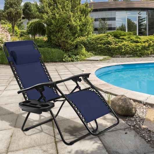 Outdoor Folding Zero Gravity Reclining Lounge Chair-Blue