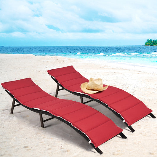 2Pcs Folding Patio Lounger Chair