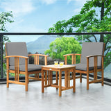 3PC Solid Wood Outdoor Patio Sofa Furniture Set-Gray