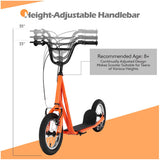 Height Adjustable Kid Kick Scooter with 12 Inch Air Filled Wheel-Orange