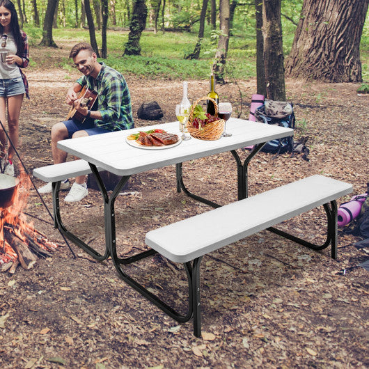 Picnic Table Bench Set for Outdoor Camping -White