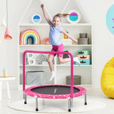 36 Inch Kids Trampoline Mini Rebounder with Full Covered Handrail-Pink