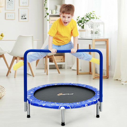 36 Inch Kids Trampoline Mini Rebounder with Full Covered Handrail-Blue