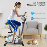 Magnetic Stationary Upright Exercise Bike with LCD Monitor and Pulse Sensor