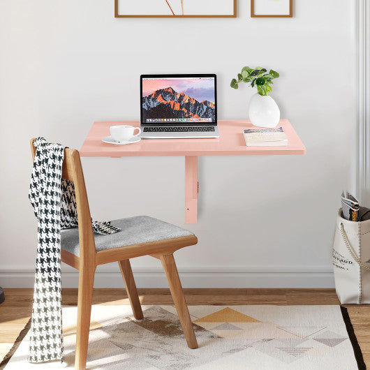 31.5 x 23.5 Inch Wall Mounted Folding Table for Small Spaces-Pink