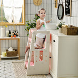 Kids Kitchen Step Stool with Double Safety Rails-Pink