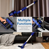 3-in-1 Handheld Cordless Stick Vacuum Cleaner with 6-cell Lithium Battery-Blue