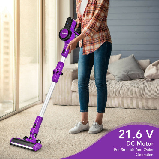 3-in-1 Handheld Cordless Stick Vacuum Cleaner with 6-cell Lithium Battery-Purple