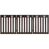 24 Inch Folding Wooden Freestanding Dog Gate with 360° Flexible Hinge for Pet-Dark Brown