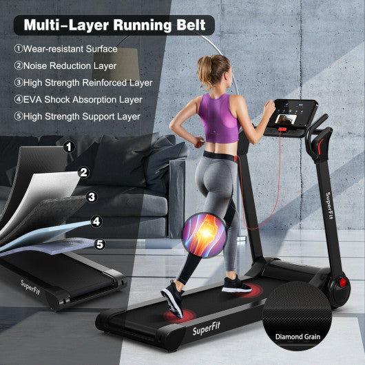 2.25 HP Electric Motorized Folding Running Treadmill Machine with LED Display-Black