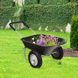 2 Tire Wheelbarrow Garden Cart Heavy-duty Dolly Utility Cart-Black