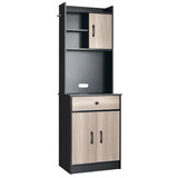 3-Door 71 Inch Kitchen Buffet Pantry Storage Cabinet with Hutch and Adjustable Shelf-Black